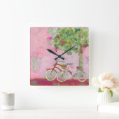 Roze fietsen vierkante klok (Huis)
