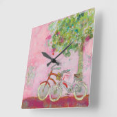 Roze fietsen vierkante klok (Hoek)