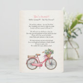Roze fietsenuitnodiging Gepersonaliseerd Kaart (Staand voorkant)