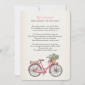 Roze fietsenuitnodiging Gepersonaliseerd Kaart (Voorkant)