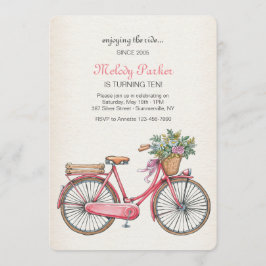Roze fietsenuitnodiging kaart