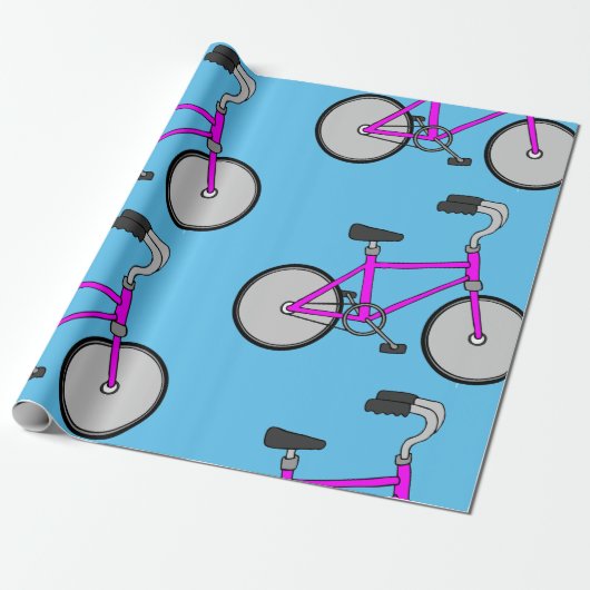 Roze fietsenwrapppapier cadeaupapier (Uitgerold)