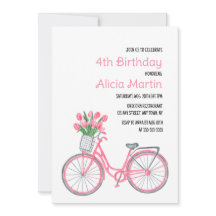 Roze Fietsmand Tulp Bloem Elke leeftijd Verjaardag