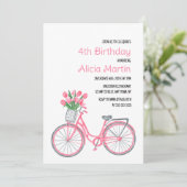 Roze Fietsmand Tulp Bloem Elke leeftijd Verjaardag Kaart (Staand voorkant)