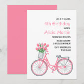 Roze Fietsmand Tulp Bloem Elke leeftijd Verjaardag Kaart (Voorkant / Achterkant)