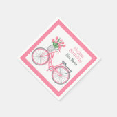 Roze Fietsmand Tulp Bloem Elke leeftijd Verjaardag Servet (Hoek)