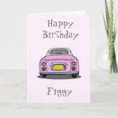 Roze Figaro Car Figarations Figgy Verjaardag Kaart (Voorkant)