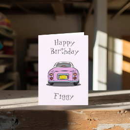 Roze Figaro Car Figarations Figgy Verjaardag Kaart