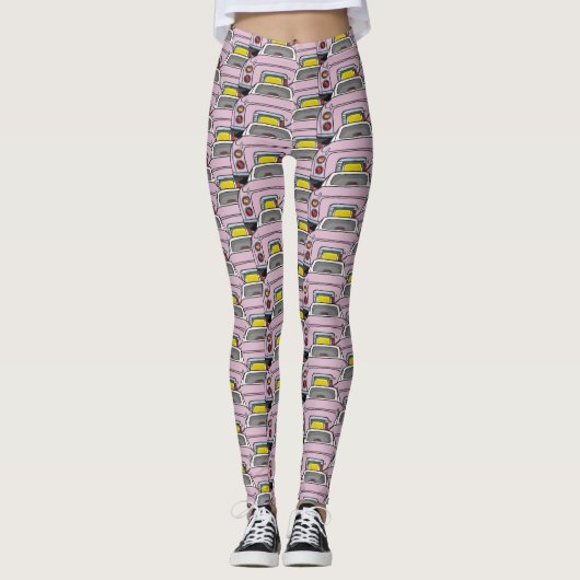 Roze Figaro Car Pattern Figarations Leggings (Voorkant)