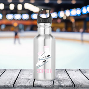 Roze figuur Schaatsen Gepersonaliseerde meisjes Waterfles