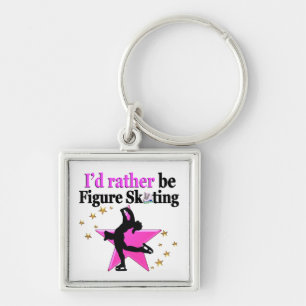 ROZE FIGUUR SCHAATSEN IN MIJN LEVEN SLEUTELHANGER