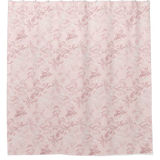 Roze fijne Damask Pattern Luxury Showgordijn Douchegordijn (Voorkant)