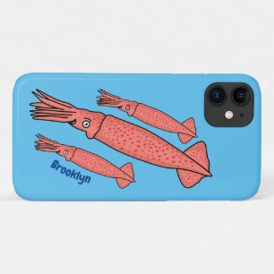 Roze fijne inktvis cartoon illustratie Case-Mate iPhone case