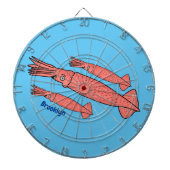 Roze fijne inktvis cartoon illustratie dartbord (Voorkant)