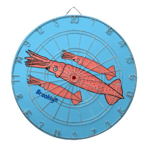 Roze fijne inktvis cartoon illustratie dartbord