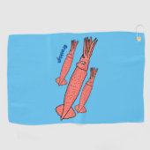 Roze fijne inktvis cartoon illustratie golfhanddoek (Horizontaal)