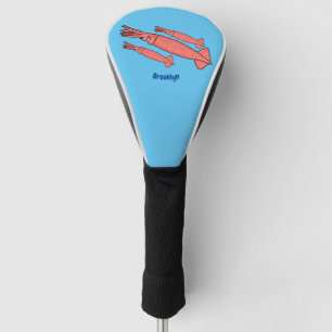 Roze fijne inktvis cartoon illustratie golfheadcover
