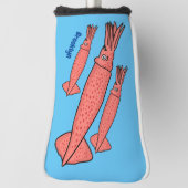 Roze fijne inktvis cartoon illustratie golfheadcover (Draai 90)