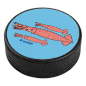 Roze fijne inktvis cartoon illustratie hockey puck (3/4)