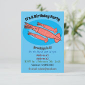 Roze fijne inktvis cartoon illustratie kaart (Staand voorkant)