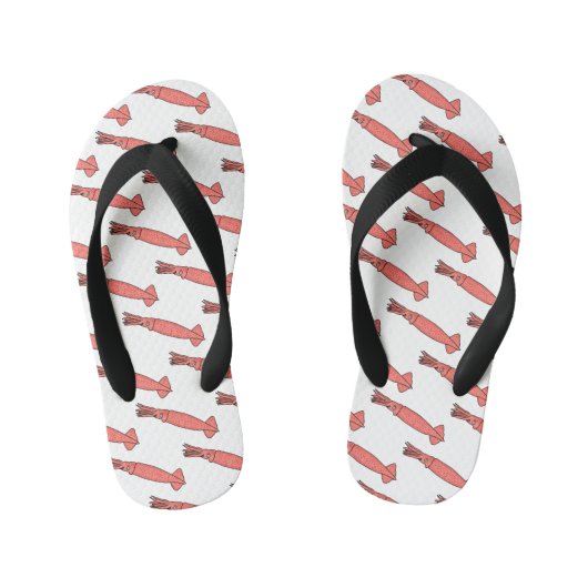 Roze fijne inktvis cartoon illustratie kinder teenslippers (Voetbed)