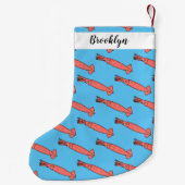 Roze fijne inktvis cartoon illustratie kleine kerstsok (Achterkant)