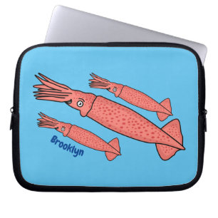 Roze fijne inktvis cartoon illustratie laptop sleeve