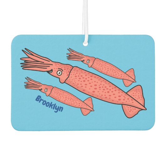 Roze fijne inktvis cartoon illustratie luchtverfrisser (Voorkant)