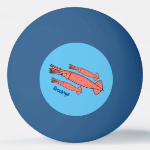 Roze fijne inktvis cartoon illustratie pingpongbal