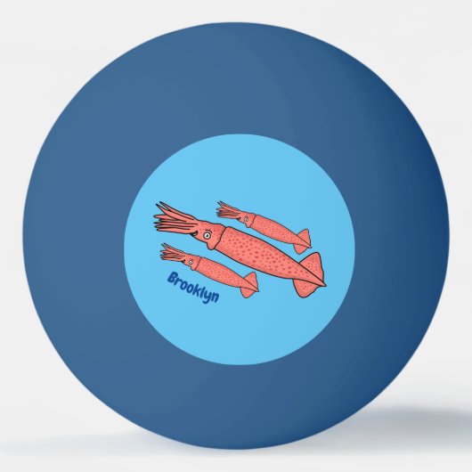 Roze fijne inktvis cartoon illustratie pingpongbal (Voorkant)