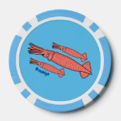 Roze fijne inktvis cartoon illustratie poker chips (Achterkant)