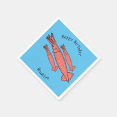 Roze fijne inktvis cartoon illustratie servet (Hoek)