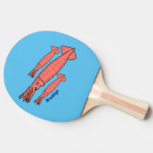 Roze fijne inktvis cartoon illustratie tafeltennisbatje (Zijkant)