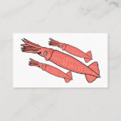 Roze fijne inktvis cartoon illustratie visitekaartje (Achterkant)