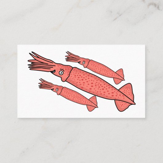 Roze fijne inktvis cartoon illustratie visitekaartje (Achterkant)
