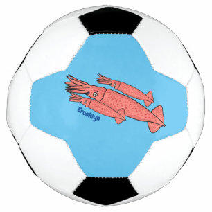 Roze fijne inktvis cartoon illustratie voetbal