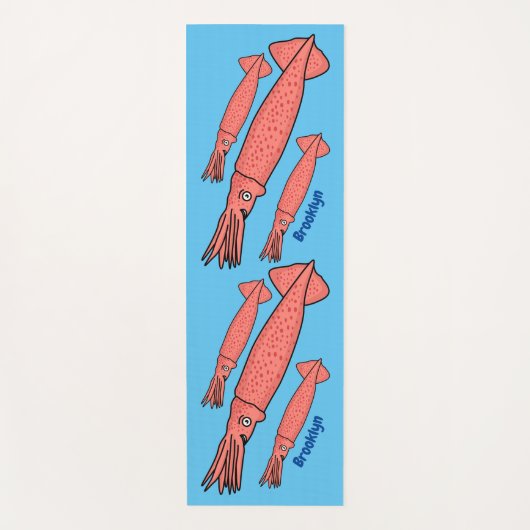 Roze fijne inktvis cartoon illustratie yogamat (Voorkant)