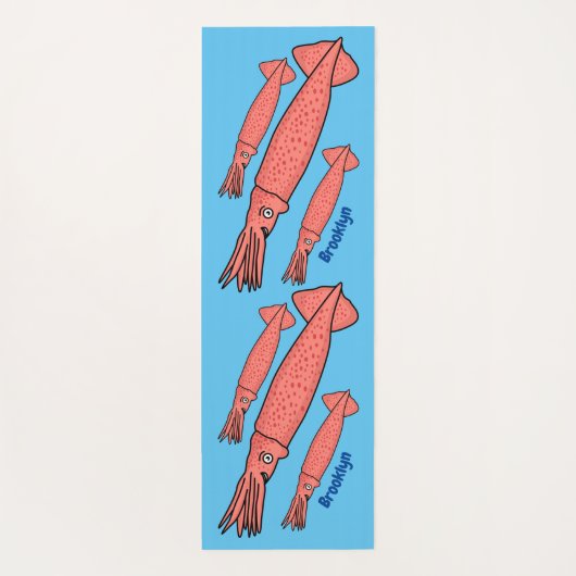 Roze fijne inktvis cartoon illustratie yogamat (Achterkant)