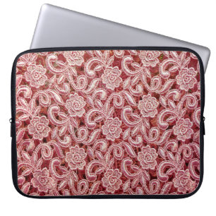 Roze fijne kant textuur met naadloze mooie vin laptop sleeve