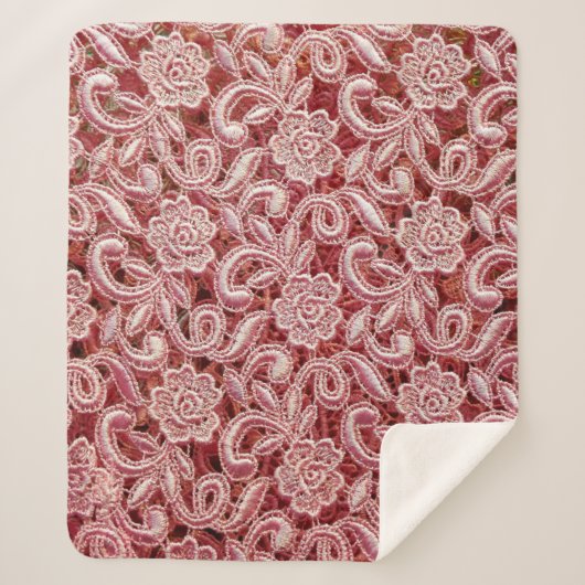 Roze fijne kant textuur met naadloze mooie vin sherpa deken (Voorkant)