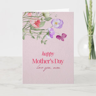 Roze "Fijne Moederdag Ik hou van je mama" Klassiek Kaart