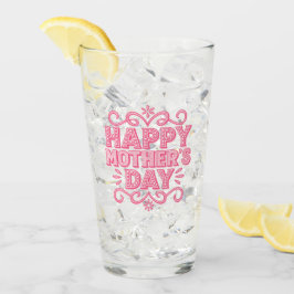 Roze Fijne Moederdag Vintage Glas