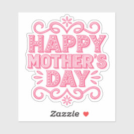 Roze Fijne Moederdag Vintage Sticker