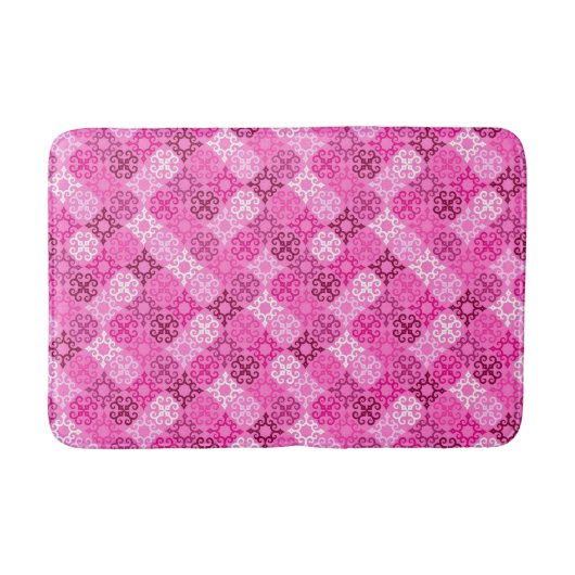 Roze Filigraan Diamant Patroon Badmat (Voorkant)