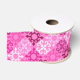 Roze Filigraan Diamant Patroon Grosgrain Lint