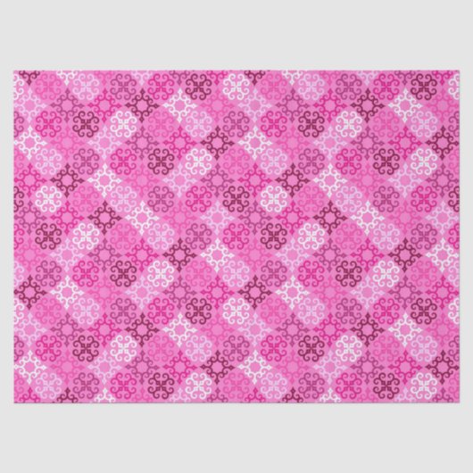 Roze Filigraan Diamant Patroon Tissuepapier (Voorkant)