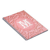 Roze filigraan hout carv monogram Initiaal notitie Notitieboek (Rechterzijde)