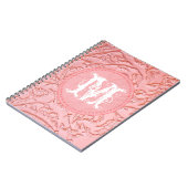 Roze filigraan hout carv monogram Initiaal notitie Notitieboek (Linkerzijde)