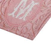 Roze filigraan hout monogram glas snijplank (Hoek)