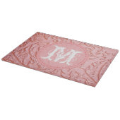 Roze filigraan hout monogram glas snijplank (Hoek)